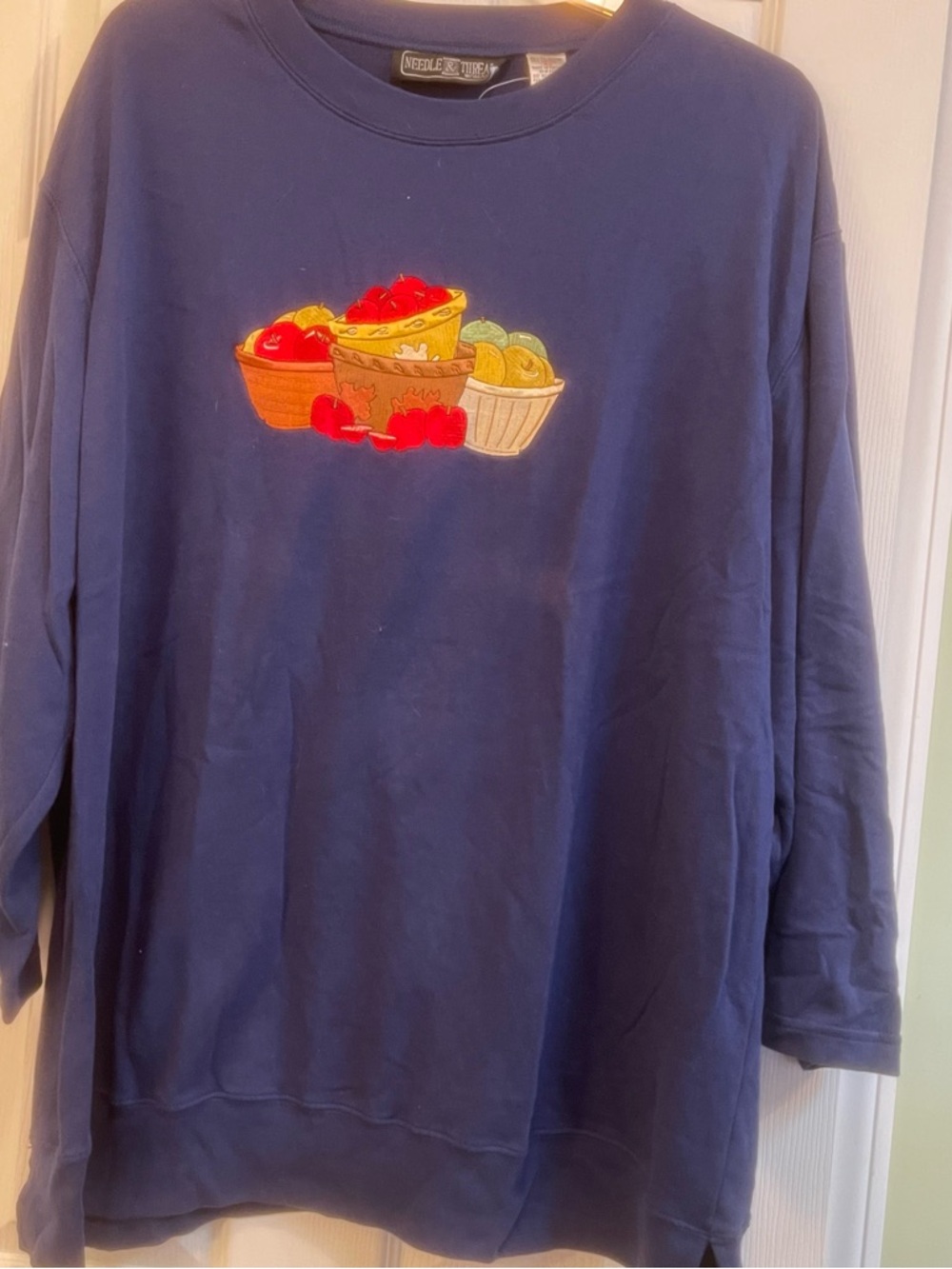 Needle & ThreadWomen’s Navy Fruit Basket Sweatshirt.  (105)